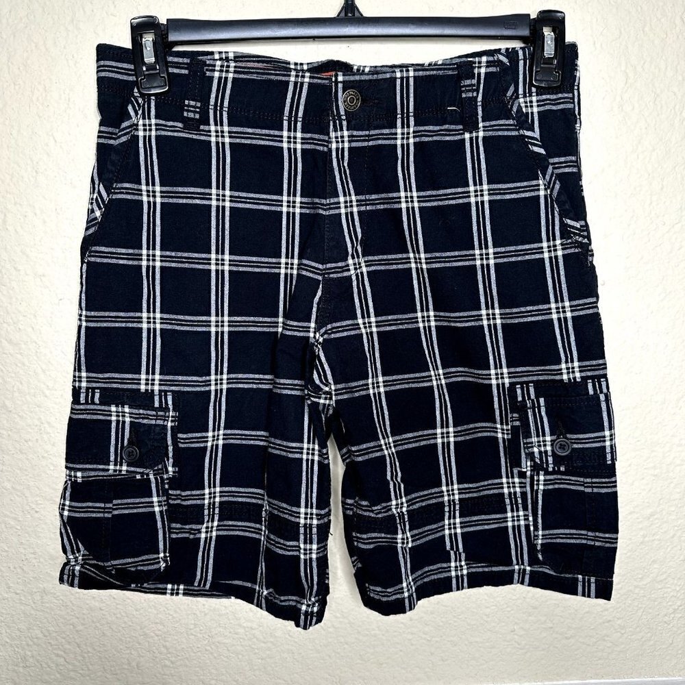 Wrangler Boys Performance Comfort Flex Waist Plaid Cargo Shorts Size 14 Husky
